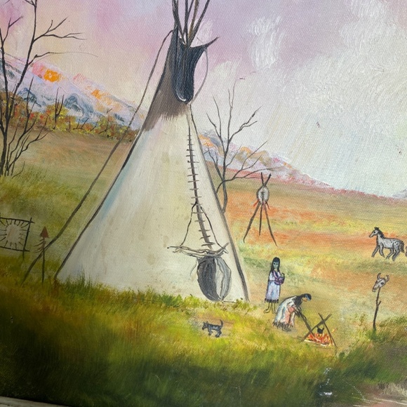 20 x 16  Framed Native American Western Oil Painting - Picture 8 of 9